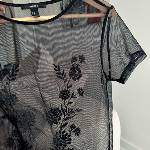 MESH COVER UP WITH FLOWER EMBROIDERY - Picture 2 of 2